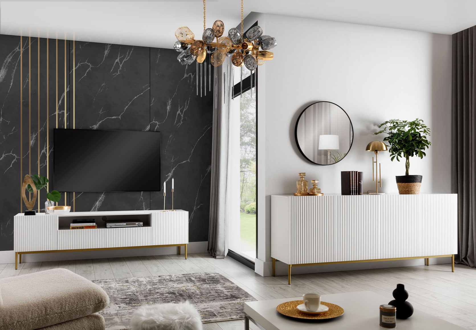Tv credenza white hotsell